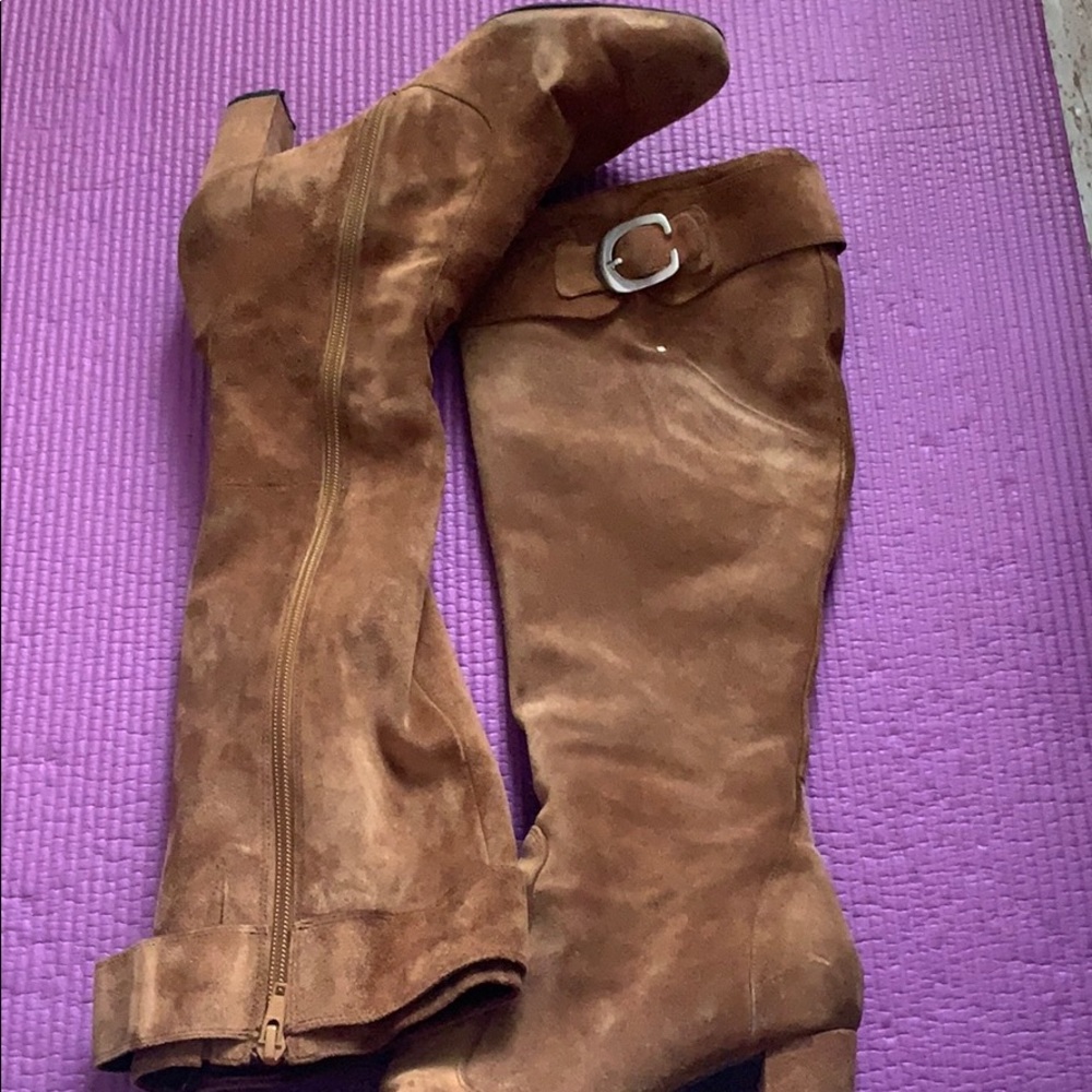 Brown suede Enzo Angiolini knee-high heeled boots